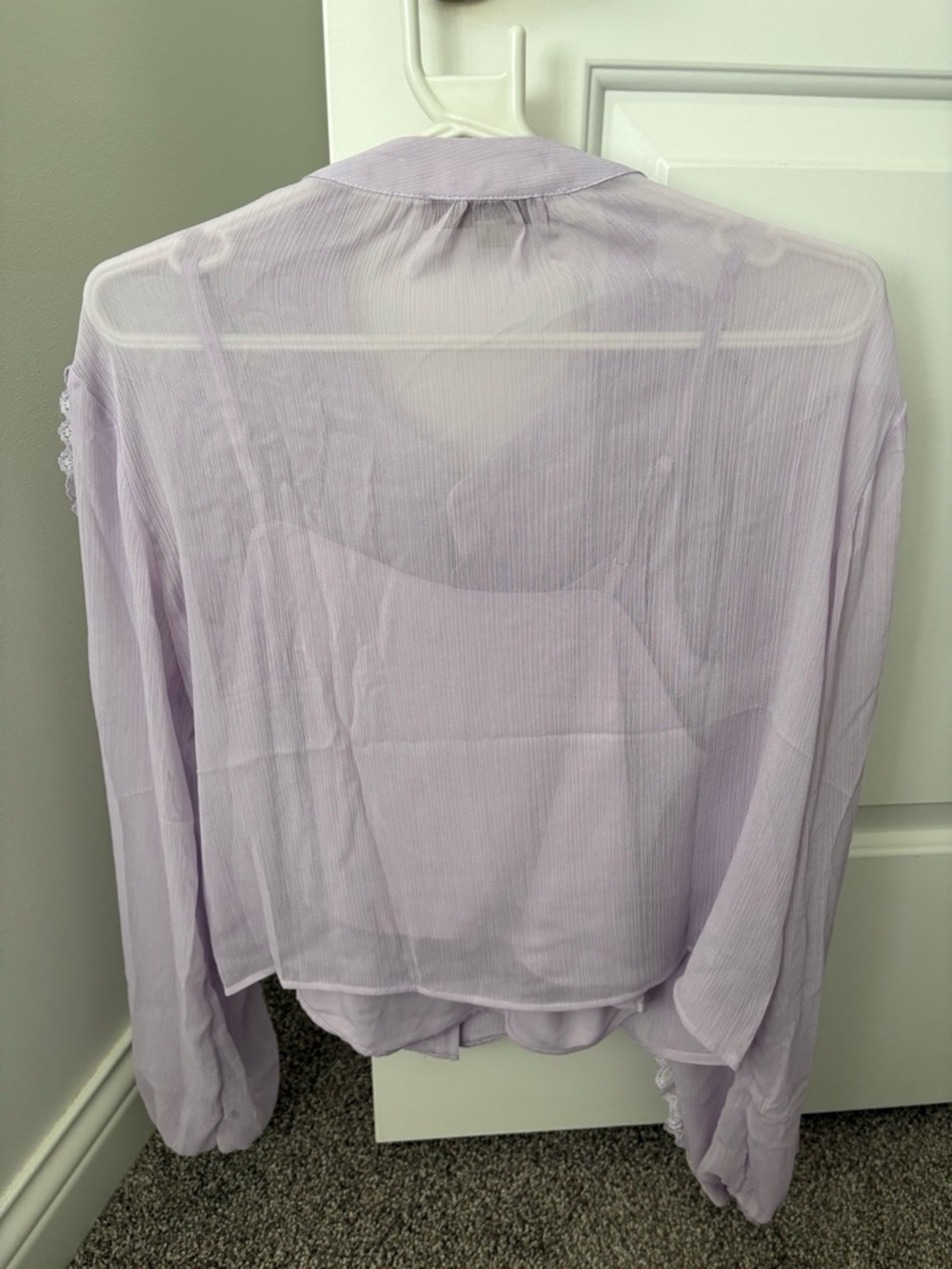 LOFT
Lace Ruffle Button-Front Blouse - Lavender - Picture 6 of 8